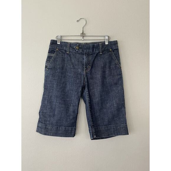 Citizens Of Humanity Size 27 Dark Wash Bermuda Jean Shorts Modest Denim Travel - Picture 1 of 6